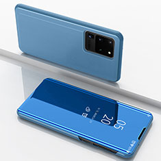 Funda de Cuero Cartera con Soporte Espejo Carcasa para Samsung Galaxy S20 Ultra Azul