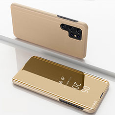 Funda de Cuero Cartera con Soporte Espejo Carcasa para Samsung Galaxy S24 Ultra 5G Oro