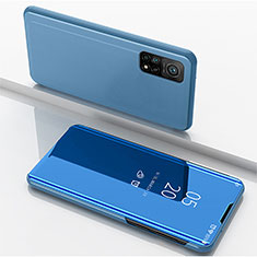 Funda de Cuero Cartera con Soporte Espejo Carcasa para Xiaomi Mi 10T Pro 5G Azul