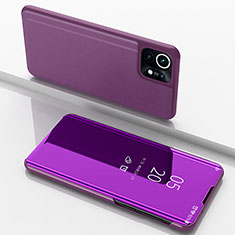 Funda de Cuero Cartera con Soporte Espejo Carcasa para Xiaomi Mi 11 Lite 5G NE Morado