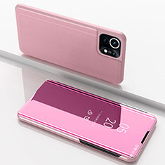 Funda de Cuero Cartera con Soporte Espejo Carcasa para Xiaomi Mi 11 Lite 5G Rosa