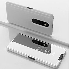 Funda de Cuero Cartera con Soporte Espejo Carcasa para Xiaomi Mi 9T Blanco