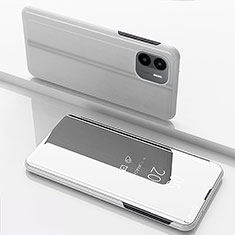 Funda de Cuero Cartera con Soporte Espejo Carcasa para Xiaomi Poco C51 Plata