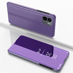 Funda de Cuero Cartera con Soporte Espejo Carcasa para Xiaomi Poco C51 Purpura Claro