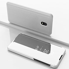 Funda de Cuero Cartera con Soporte Espejo Carcasa para Xiaomi Redmi 8A Plata