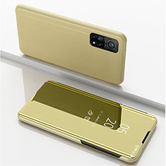 Funda de Cuero Cartera con Soporte Espejo Carcasa para Xiaomi Redmi K30S 5G Oro