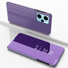 Funda de Cuero Cartera con Soporte Espejo Carcasa para Xiaomi Redmi Note 12 Turbo 5G Purpura Claro