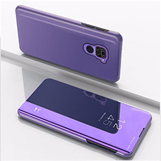 Funda de Cuero Cartera con Soporte Espejo Carcasa QH1 para Xiaomi Redmi 10X 4G Purpura Claro