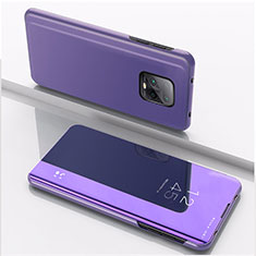 Funda de Cuero Cartera con Soporte Espejo Carcasa QH1 para Xiaomi Redmi 10X Pro 5G Purpura Claro