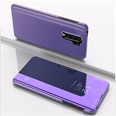 Funda de Cuero Cartera con Soporte Espejo Carcasa QH1 para Xiaomi Redmi 9 Prime India Purpura Claro