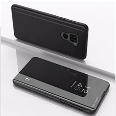 Funda de Cuero Cartera con Soporte Espejo Carcasa QH1 para Xiaomi Redmi Note 9 Negro