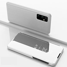 Funda de Cuero Cartera con Soporte Espejo Carcasa ZL1 para Samsung Galaxy A05s Plata