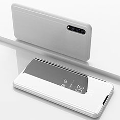 Funda de Cuero Cartera con Soporte Espejo Carcasa ZL1 para Samsung Galaxy A50S Plata