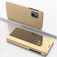 Funda de Cuero Cartera con Soporte Espejo Carcasa ZL1 para Samsung Galaxy A51 4G Oro