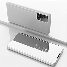 Funda de Cuero Cartera con Soporte Espejo Carcasa ZL1 para Samsung Galaxy A52 4G Plata