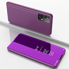 Funda de Cuero Cartera con Soporte Espejo Carcasa ZL1 para Samsung Galaxy A52 4G Purpura Claro