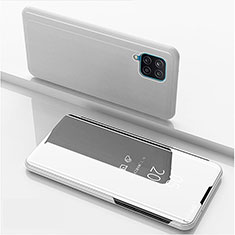 Funda de Cuero Cartera con Soporte Espejo Carcasa ZL1 para Samsung Galaxy F12 Plata