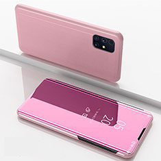 Funda de Cuero Cartera con Soporte Espejo Carcasa ZL1 para Samsung Galaxy M31s Oro Rosa