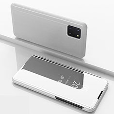 Funda de Cuero Cartera con Soporte Espejo Carcasa ZL1 para Samsung Galaxy M60s Plata