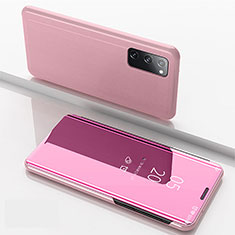 Funda de Cuero Cartera con Soporte Espejo Carcasa ZL1 para Samsung Galaxy S20 5G Oro Rosa