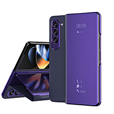 Funda de Cuero Cartera con Soporte Espejo Carcasa ZL1 para Samsung Galaxy Z Fold5 5G Morado