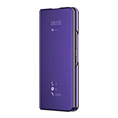 Funda de Cuero Cartera con Soporte Espejo Carcasa ZL2 para Samsung Galaxy Z Fold4 5G Morado