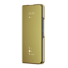 Funda de Cuero Cartera con Soporte Espejo Carcasa ZL2 para Samsung Galaxy Z Fold4 5G Oro