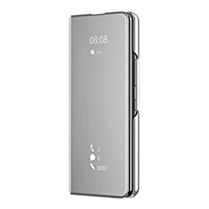 Funda de Cuero Cartera con Soporte Espejo Carcasa ZL2 para Samsung Galaxy Z Fold4 5G Plata