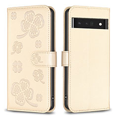 Funda de Cuero Cartera con Soporte Flores Carcasa BF1 para Google Pixel 7 Pro 5G Oro