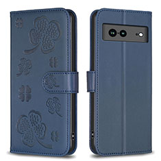 Funda de Cuero Cartera con Soporte Flores Carcasa BF1 para Google Pixel 7a 5G Azul