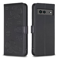 Funda de Cuero Cartera con Soporte Flores Carcasa BF1 para Google Pixel 7a 5G Negro