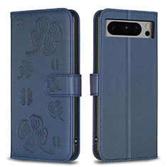 Funda de Cuero Cartera con Soporte Flores Carcasa BF1 para Google Pixel 8 Pro 5G Azul