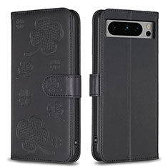 Funda de Cuero Cartera con Soporte Flores Carcasa BF1 para Google Pixel 8 Pro 5G Negro