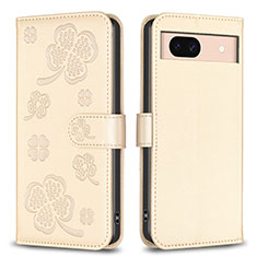 Funda de Cuero Cartera con Soporte Flores Carcasa BF1 para Google Pixel 8a 5G Oro