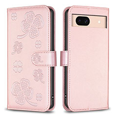 Funda de Cuero Cartera con Soporte Flores Carcasa BF1 para Google Pixel 8a 5G Oro Rosa