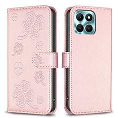 Funda de Cuero Cartera con Soporte Flores Carcasa BF1 para Huawei Honor X8b Oro Rosa