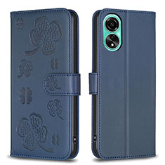 Funda de Cuero Cartera con Soporte Flores Carcasa BF1 para Oppo A78 4G Azul