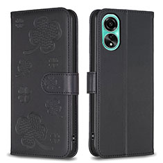 Funda de Cuero Cartera con Soporte Flores Carcasa BF1 para Oppo A78 4G Negro