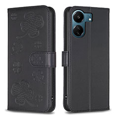 Funda de Cuero Cartera con Soporte Flores Carcasa BF1 para Xiaomi Poco C65 Negro