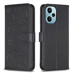 Funda de Cuero Cartera con Soporte Flores Carcasa BF1 para Xiaomi Redmi Note 12 Turbo 5G Negro