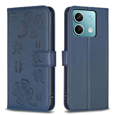 Funda de Cuero Cartera con Soporte Flores Carcasa BF1 para Xiaomi Redmi Note 13 5G Azul