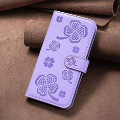 Funda de Cuero Cartera con Soporte Flores Carcasa BF2 para Huawei Mate 60 Pro Morado