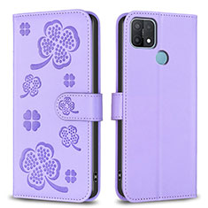 Funda de Cuero Cartera con Soporte Flores Carcasa BF2 para Oppo A35 Morado