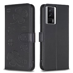 Funda de Cuero Cartera con Soporte Flores Carcasa BF2 para Xiaomi Poco F5 Pro 5G Negro