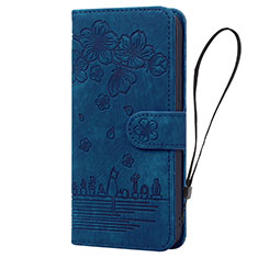 Funda de Cuero Cartera con Soporte Flores Carcasa HF1 para Huawei Honor 90 Lite 5G Azul