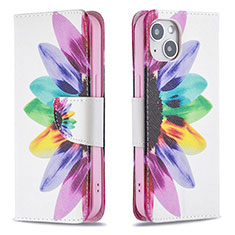 Funda de Cuero Cartera con Soporte Flores Carcasa L01 para Apple iPhone 13 Mini Vistoso