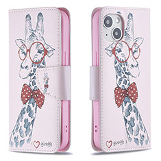 Funda de Cuero Cartera con Soporte Flores Carcasa L01 para Apple iPhone 13 Rosa