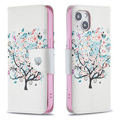 Funda de Cuero Cartera con Soporte Flores Carcasa L01 para Apple iPhone 14 Multicolor