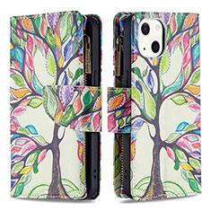 Funda de Cuero Cartera con Soporte Flores Carcasa L03 para Apple iPhone 14 Multicolor