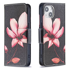 Funda de Cuero Cartera con Soporte Flores Carcasa L07 para Apple iPhone 13 Mini Marron